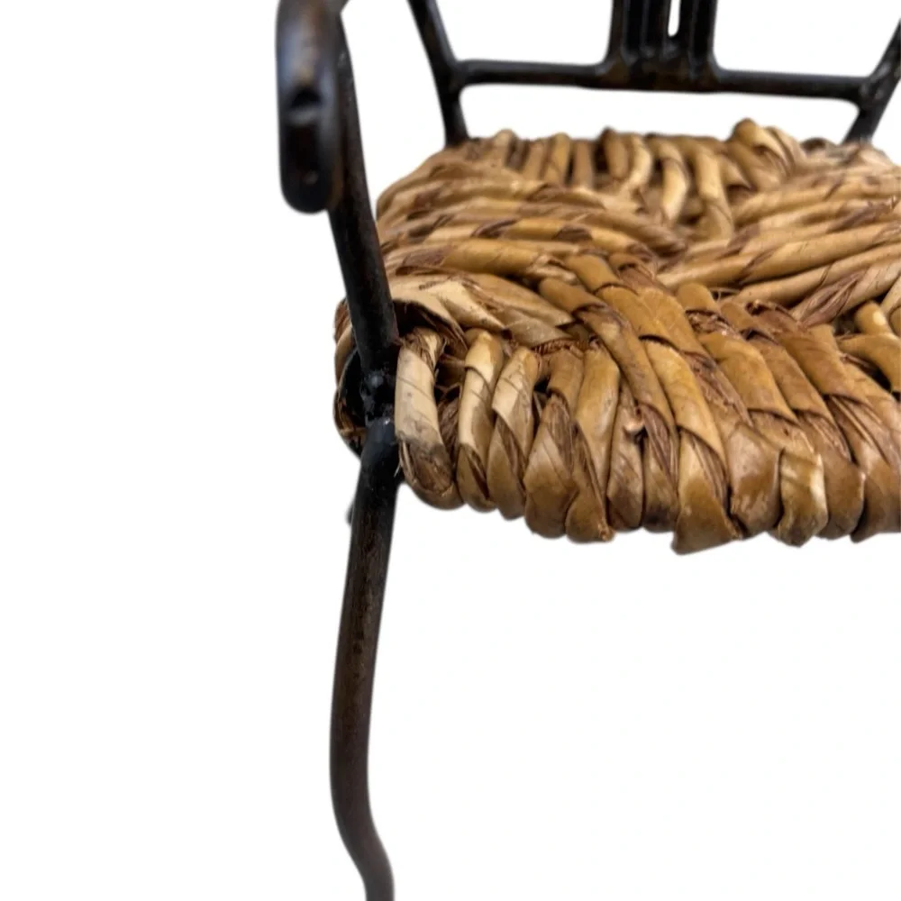 Pottery Barn Miniature Wrought Iron & Rattan Arm Chair